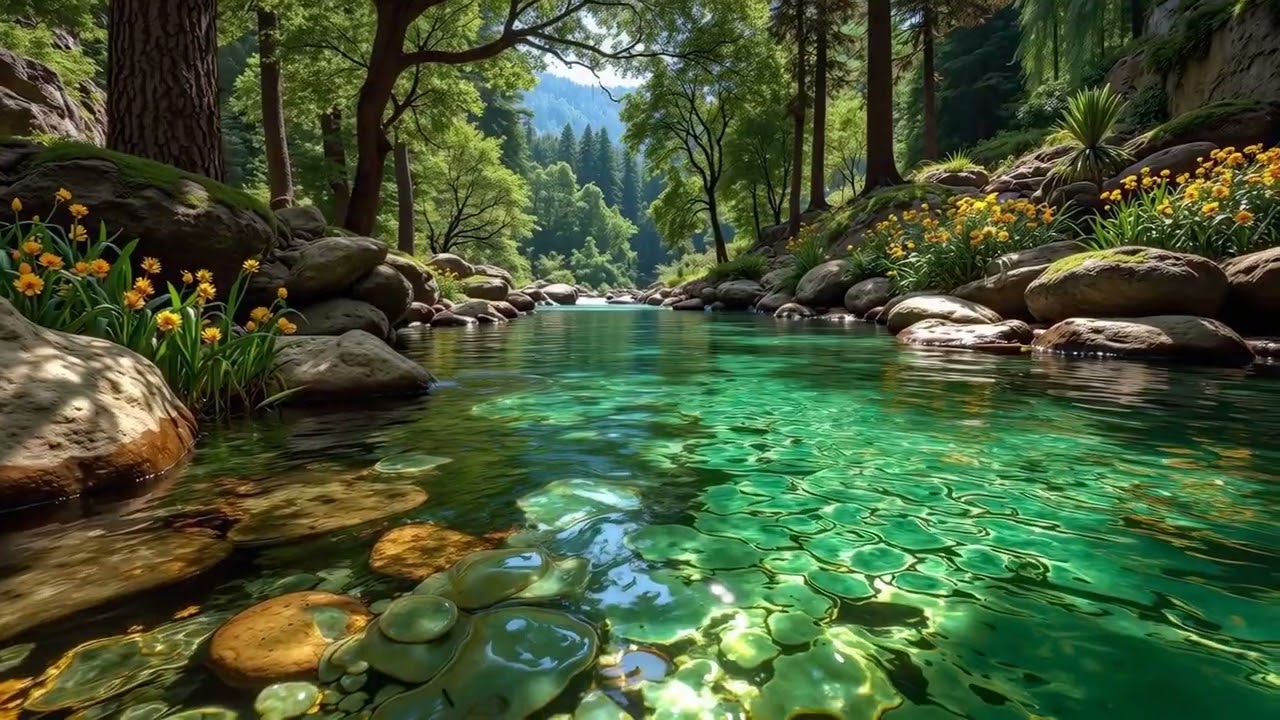 Расслабляющая фортепианная музыка 🏞️ Звуки мирной лесной реки для глубокого снятия стресса