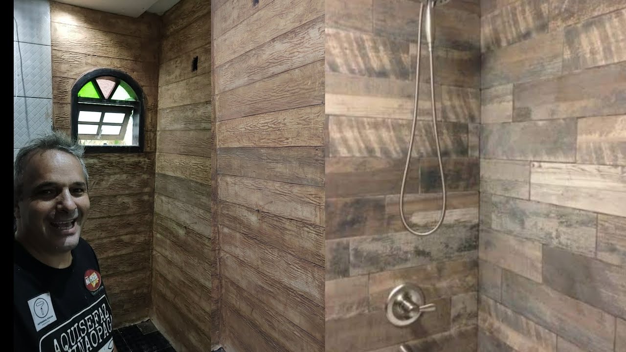 PINTURA BOX BANHEIRO IMITANDO MADEIRA - COMO FAZER UM A IMITAÇÃO DE PORCELANATO MADEIRA CASEIRO