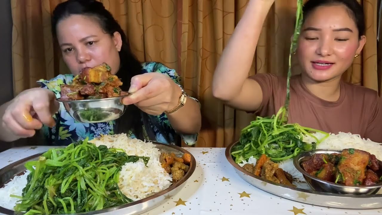 मिठो Pork belly gravy अनि डोलो दाल सॅंग mukbang