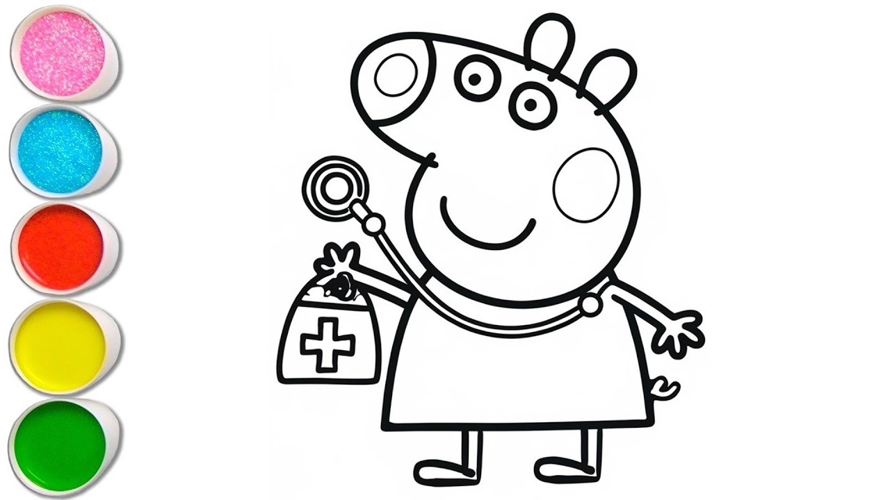 Cute Peppa pig Drawing for kids, Painting & Coloring for kids, Toddlers | Let's Draw Together