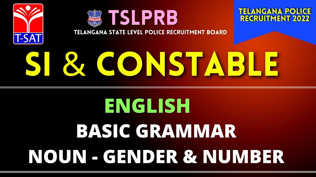 TSLPRB - SI & CONSTABLE || ENGLISH : BASIC GRAMMAR - NOUN - GENDER & NUMBER || T-SAT
