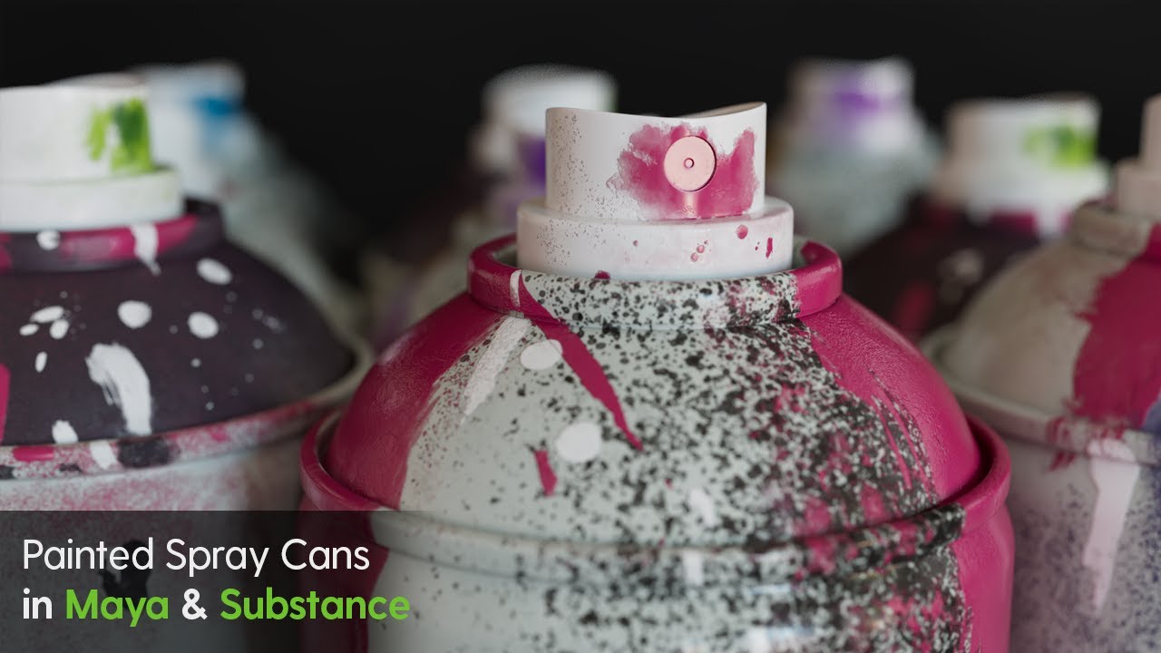Painted spray cans scene in maya and substance painter