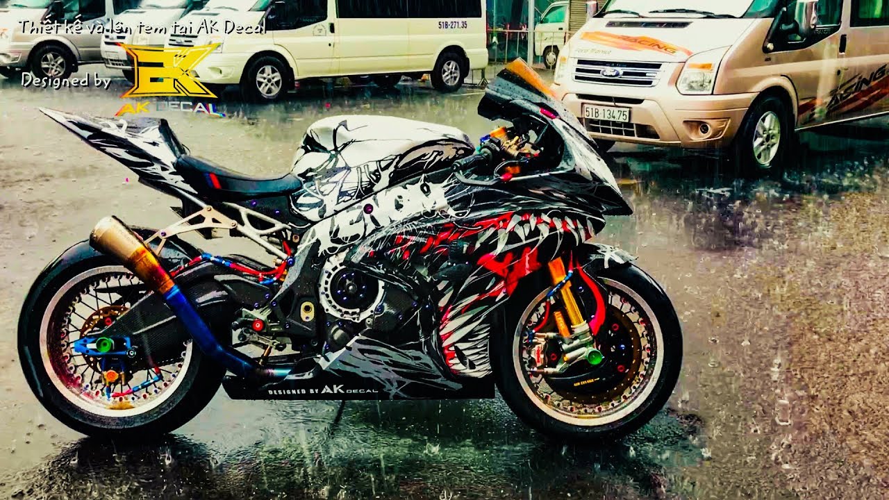 BMW S1000RR Quái Vật Độ Nồi Khô + Bánh Căm Lên Tem Trùm Venom Kịch Độc Tại Ak Decal