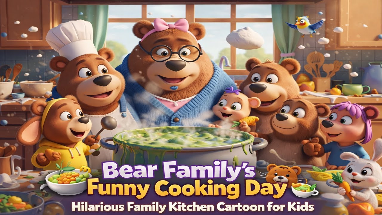 Bear Family&rsquo;s Funny Cooking Day 🐻🍲  Hilarious Family Kitchen Cartoon for Kids