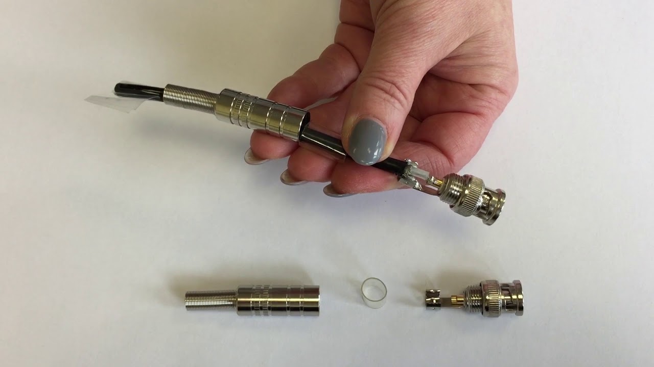 Montageanleitung-134:  BNC-Stecker 50 Ohm, L&ouml;tausf&uuml;hrung, mit Knickschutz