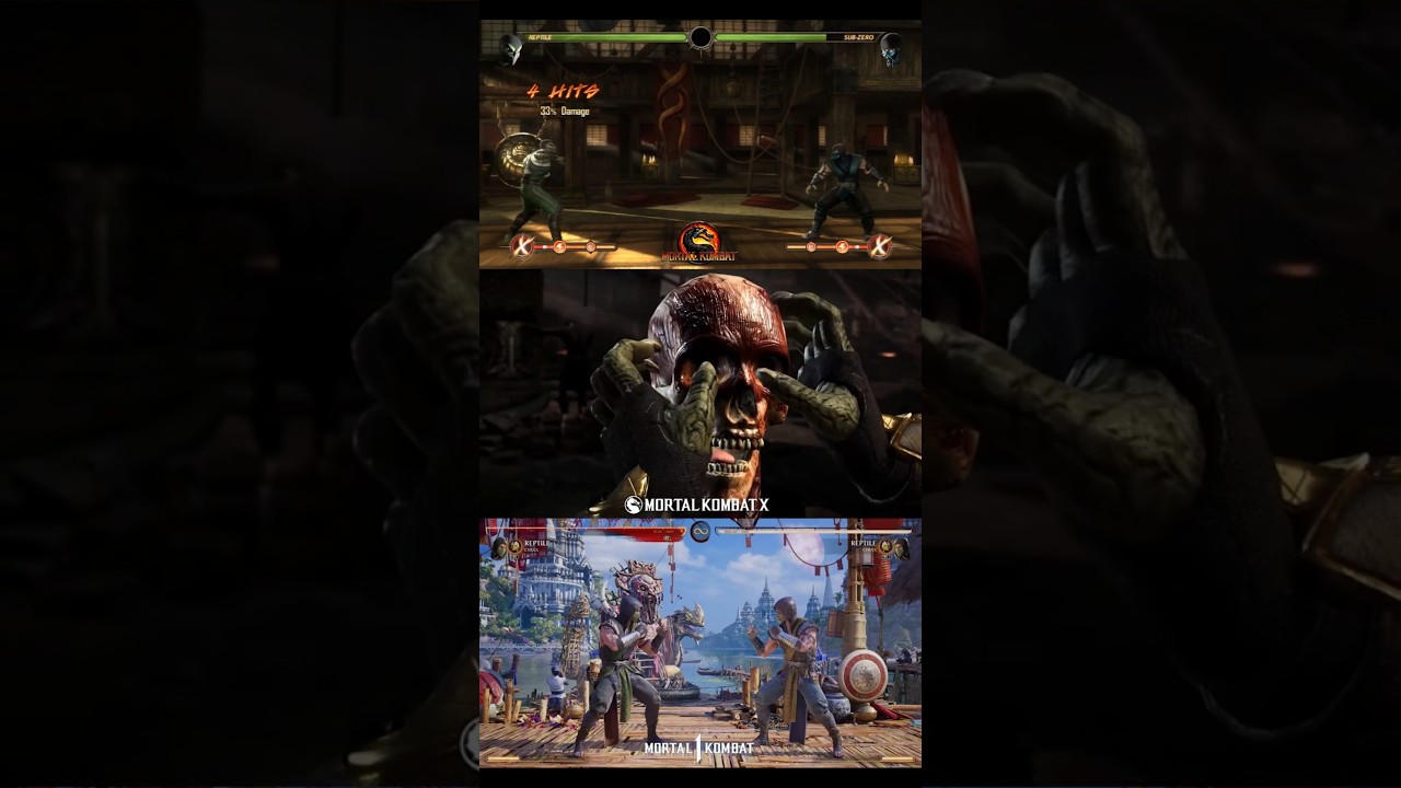 MK9 vs MKX vs MK1 - Reptile X-Rays & Fatal Blow Comparisons #shorts