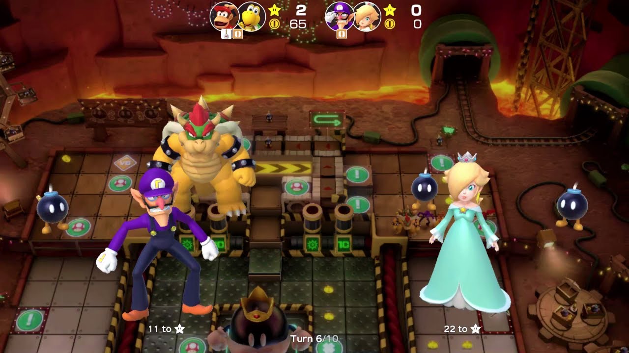 Super Mario Party | Waluigi - Rosalina vs Diddy Kong - Koopa Troopa #326 Turn 10 Player 1