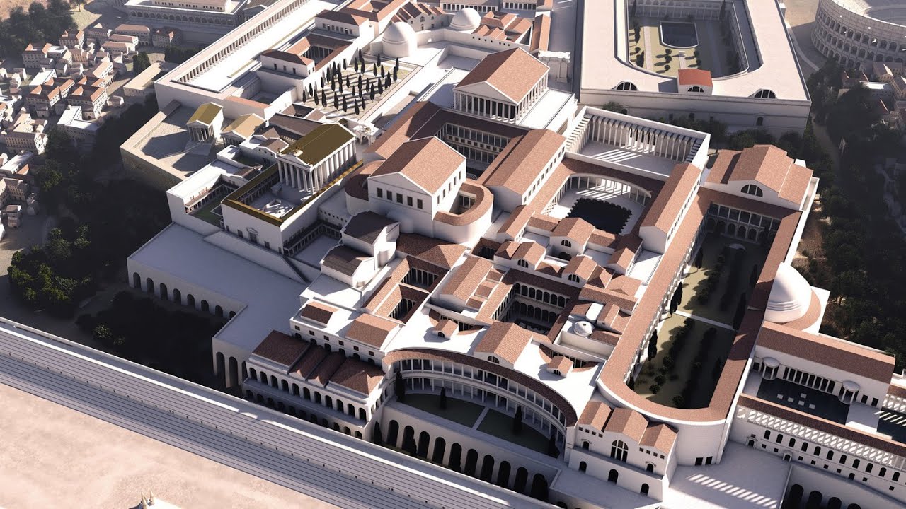 Domus Flavia y Augustana en el Palatino de Roma  (90 dC)