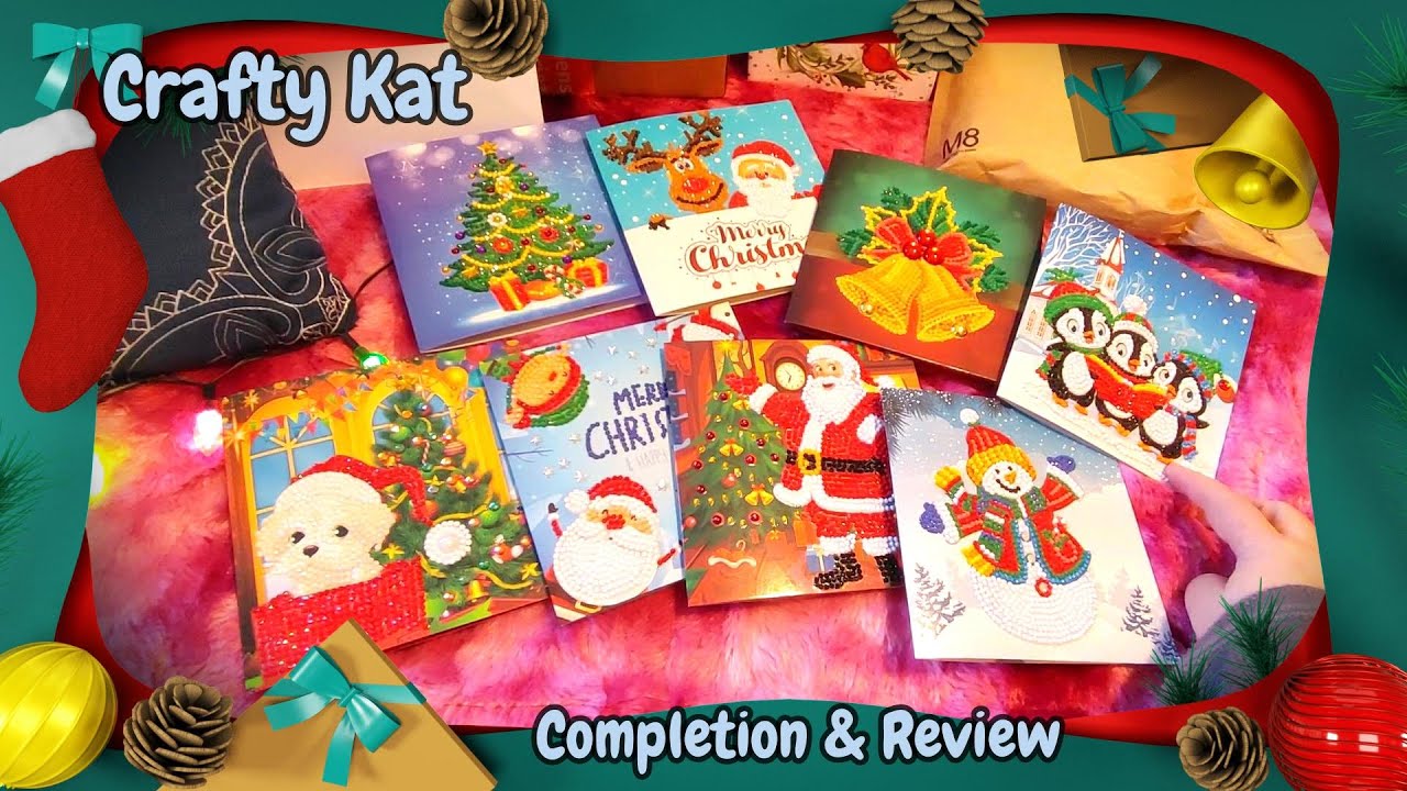 Completion & Review /GORGEOUS Diamond Painted Christmas Cards/Set of 10 #diamondpainting #christmas