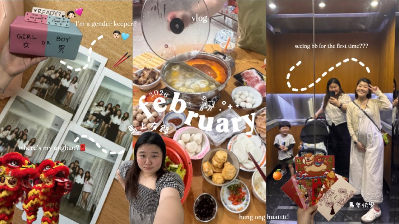 february vlog 𓃗 .°˖⋆ | horse year 🧧🥢, cny celebration, shopping , gender keeper👦🏻👧🏻