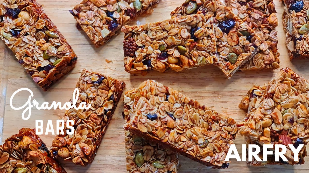 AIR FRYER RECIPE : AIR FRY HEALTHY GRANOLA BARS / SUGAR-FREE GRANOLA BARS / AIFRYER RECIPES / SNACKS