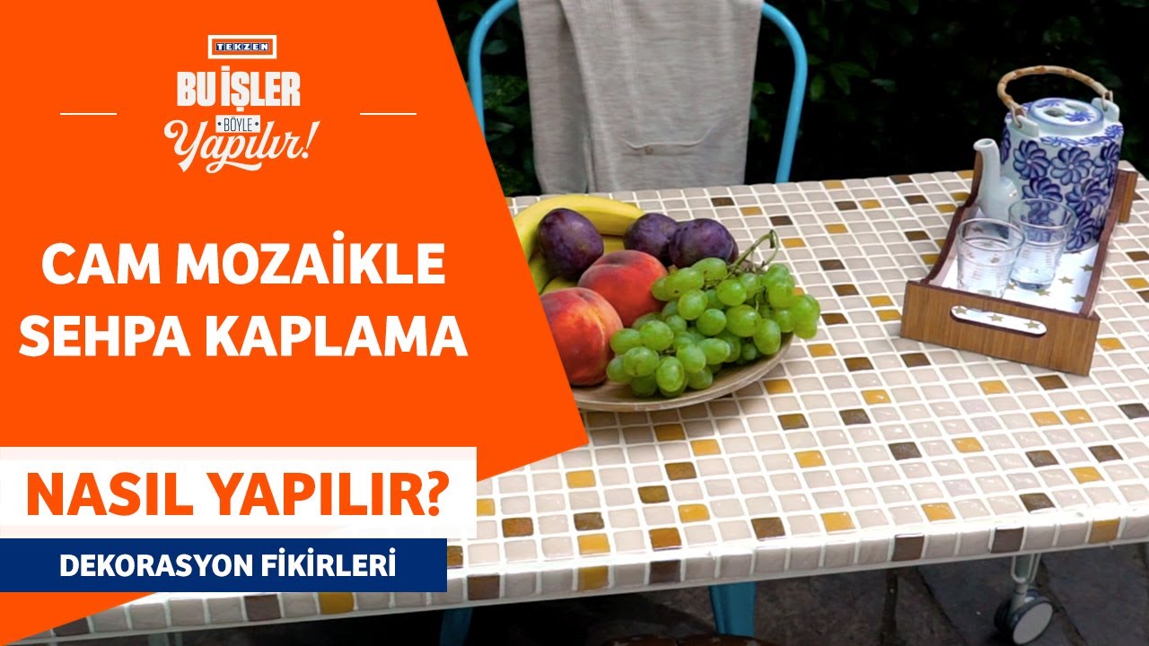 Cam Mozaikle Sehpa Kaplama - Tekzen
