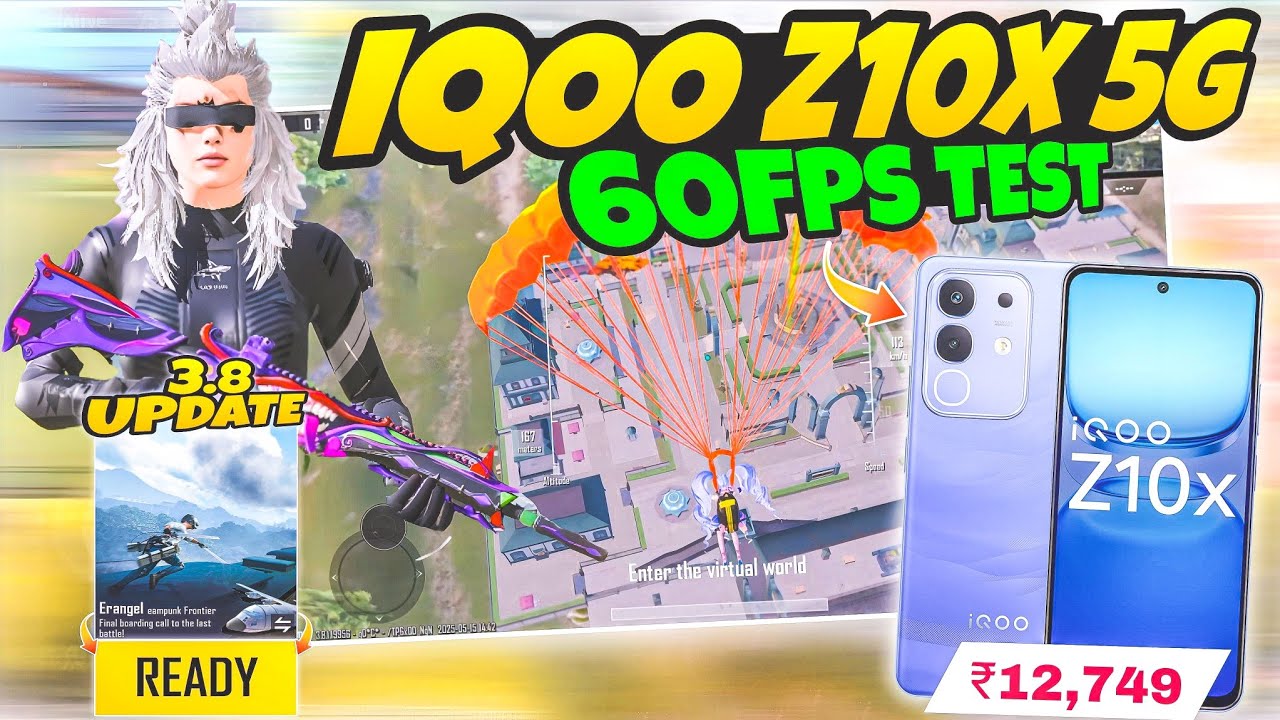 🔥iQOO Z10x BGMI 60fps: Attack on Titan Mode 3.8 Test with Fps Meter