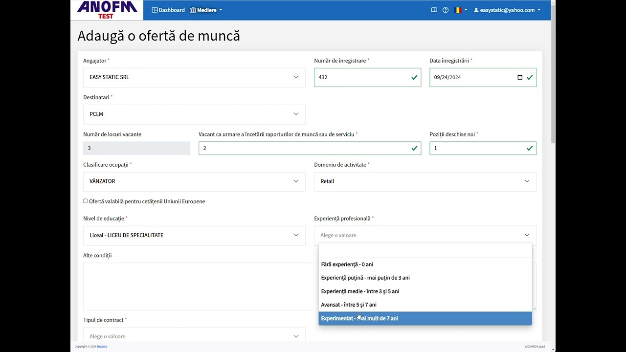 PULS ANOFM -  GESTIONARE puncte de lucru si incarcare oferta DE LOC DE MUNCA VACANT