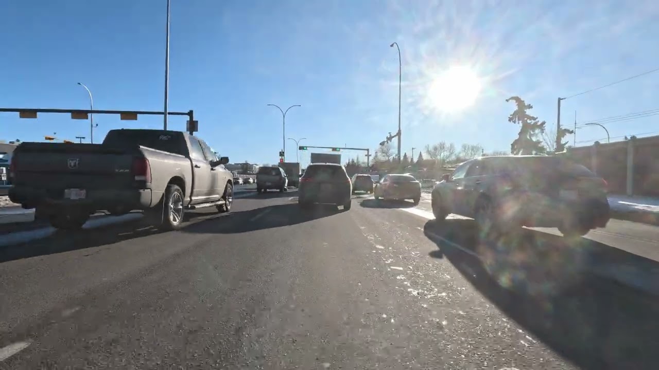Winter sunny day in Calgary, AB, Canada, Driving Tour, GoPro HERO12, 4K, 60fps, 9 December, 2025