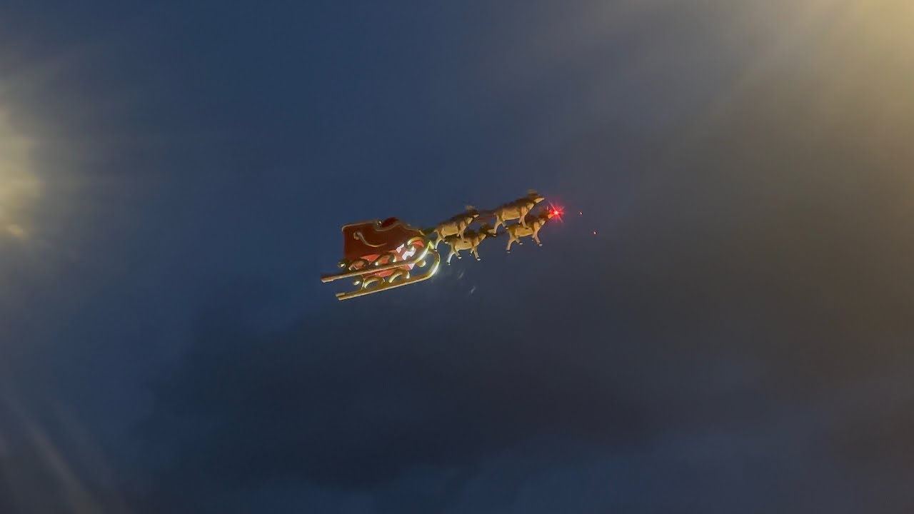 Christmas Eve in Action: Santa and His Flying Reindeer. #christmas #raindeer #santaclaus