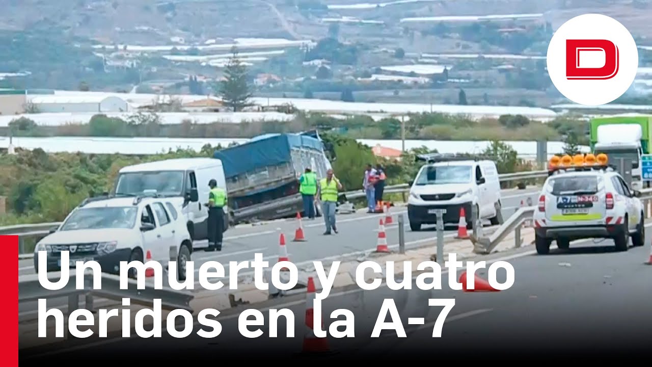 Cuatro personas heridas y una muerta en un accidente de tráfico causado por un camión