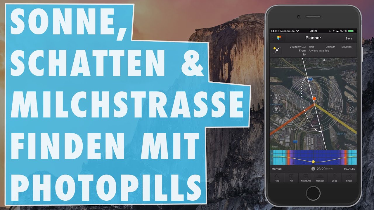 Sonne, Schatten und die Milchstrasse finden mit PhotoPills