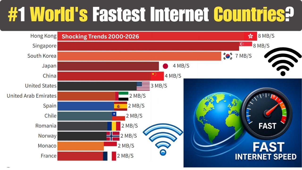 Top Countries By Fastest Internet Speed (2000&ndash;2026) 🌐 Speed Wars!