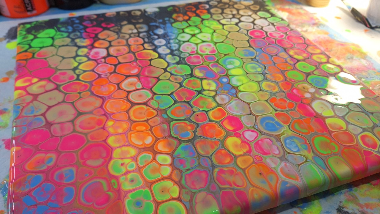 Color Festival - In Neon Colors - Swipe - Silicone Oil - Acrylic Pouring - Pouring Art