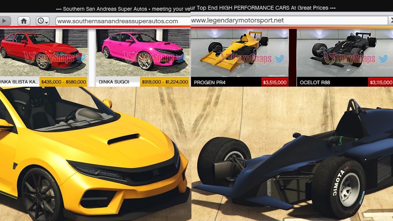 GTA 5 - When Are The F1 Cars and Civic's Releasing? (Dinka Sugoi, Kanjo, Ocelot R88, Progen PR4)