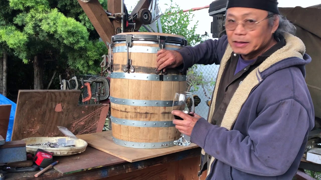 Making a Barril de Bomba, traditional drum of Puerto Rico