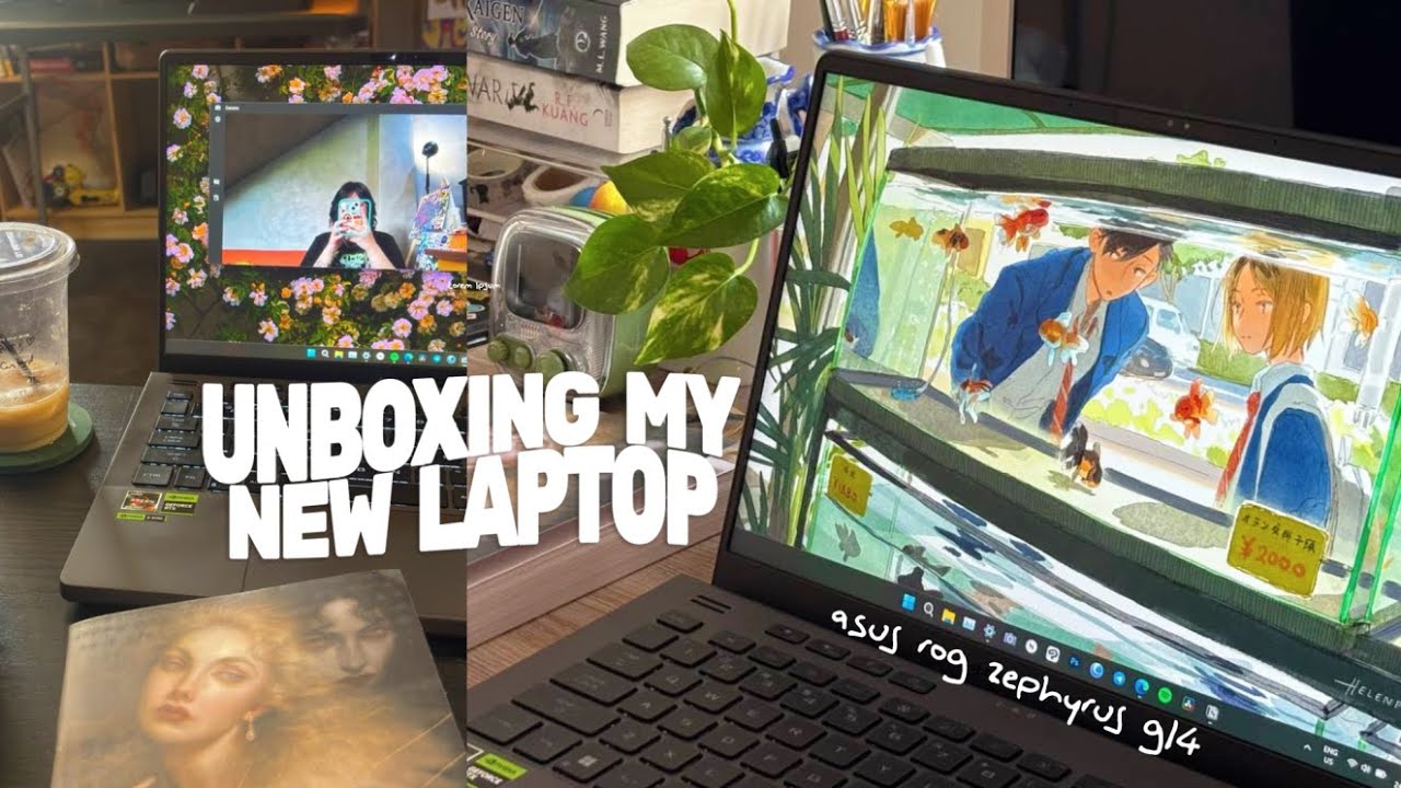 unboxing my new laptop 💻💫 asus rog zephyrus g14 (eclipse gray) | minimal & aesthetic setup