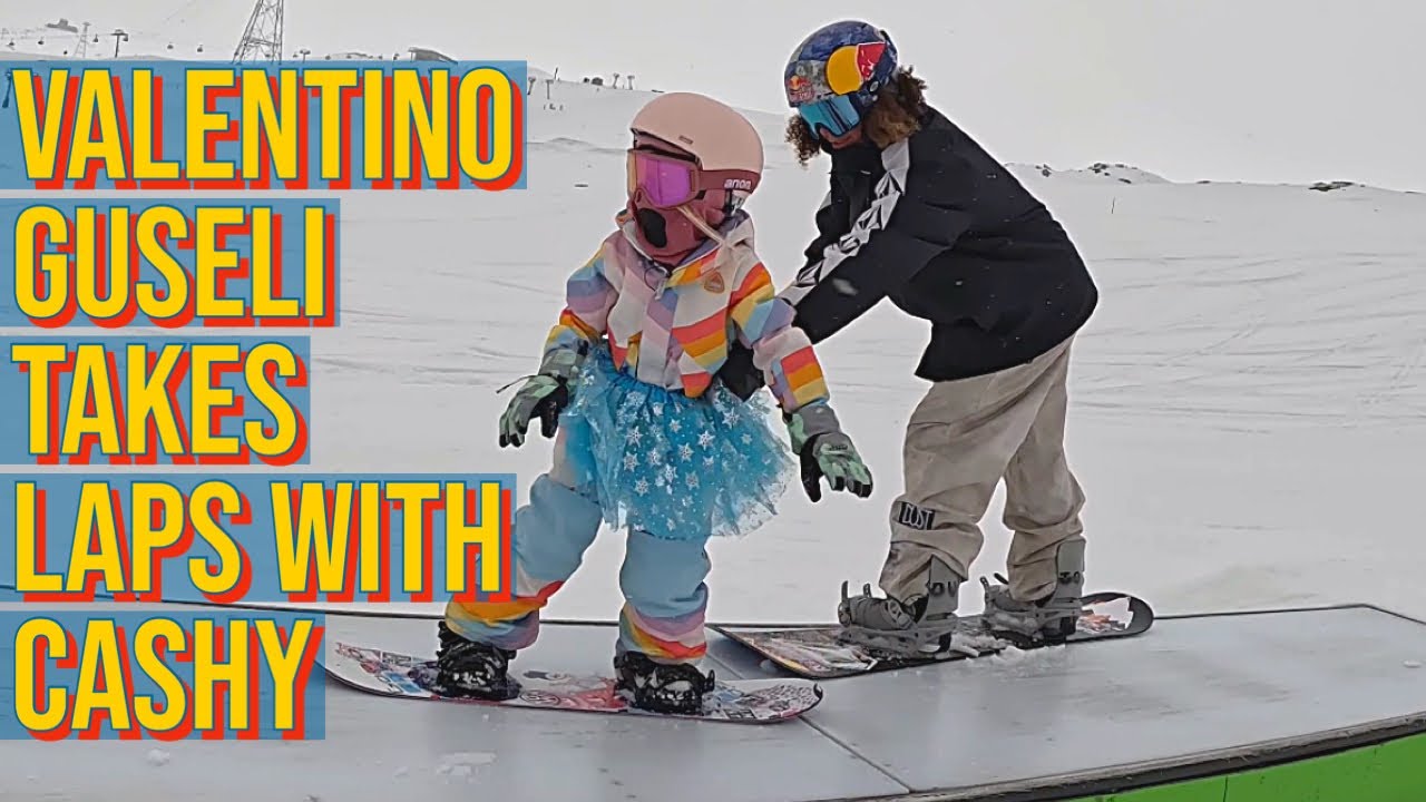 6 Year Old Cash Rowley Snowboards w/ Olympian & X Games Medalist Valentino Guseli