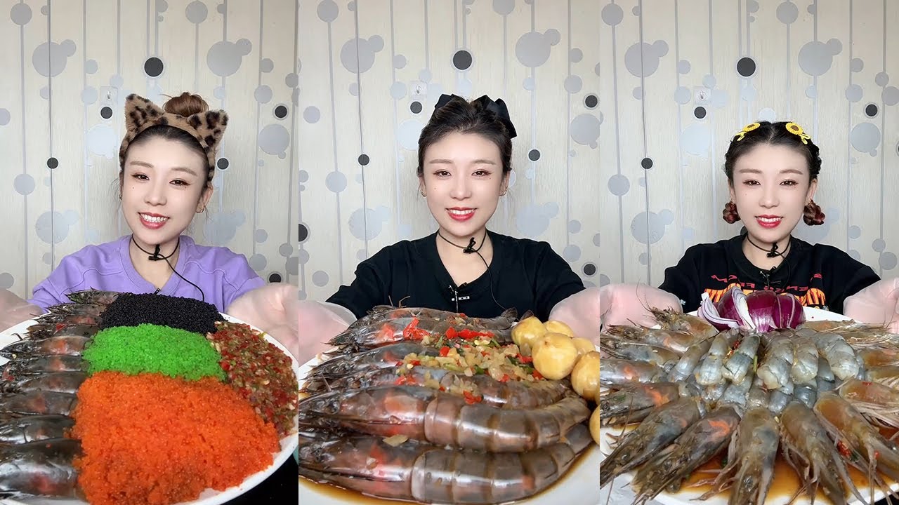 【Mukbang】Fish roe Thai shrimp+Thai shrimp+Eastern shrimp🐟🦐🌶🍋🧄#Seafood#asmr#yummy