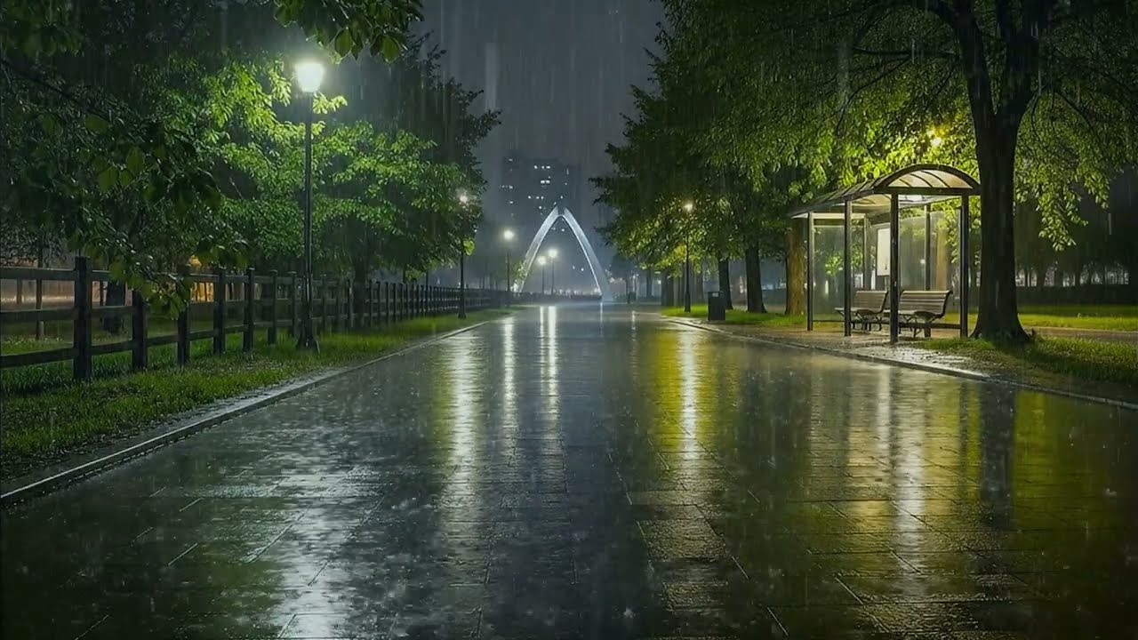Healing & Deep Sleep with Gentle Rain in the Park | ASMR Night Rain to Cure Insomnia