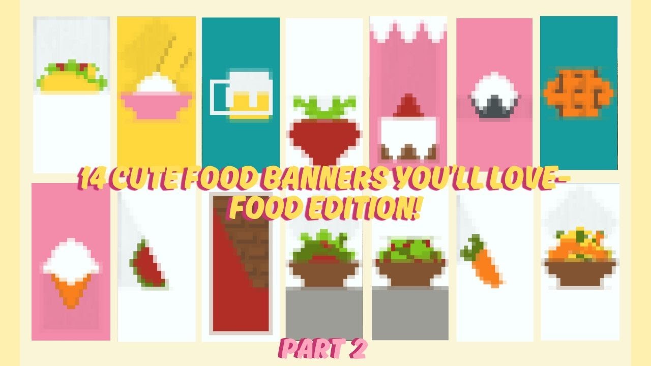Minecraft: How to make 14 Cute Food Banners Designs ✧ Craftable & Survival-Friendly | Part 2