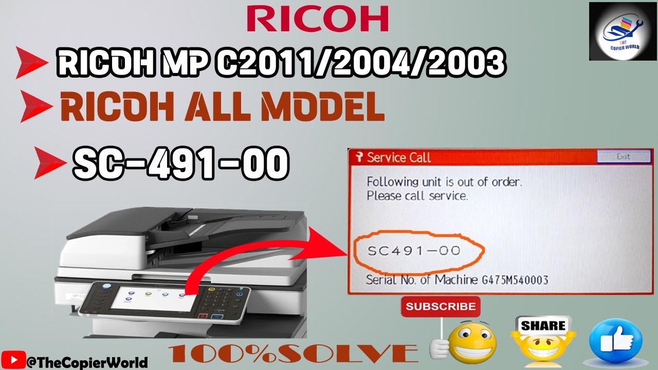 How To Fix And Solve Error Code SC491-00 || RICOH MP C2011 ERROR CODE-SC 491-00 || Ricoh SC 491-00