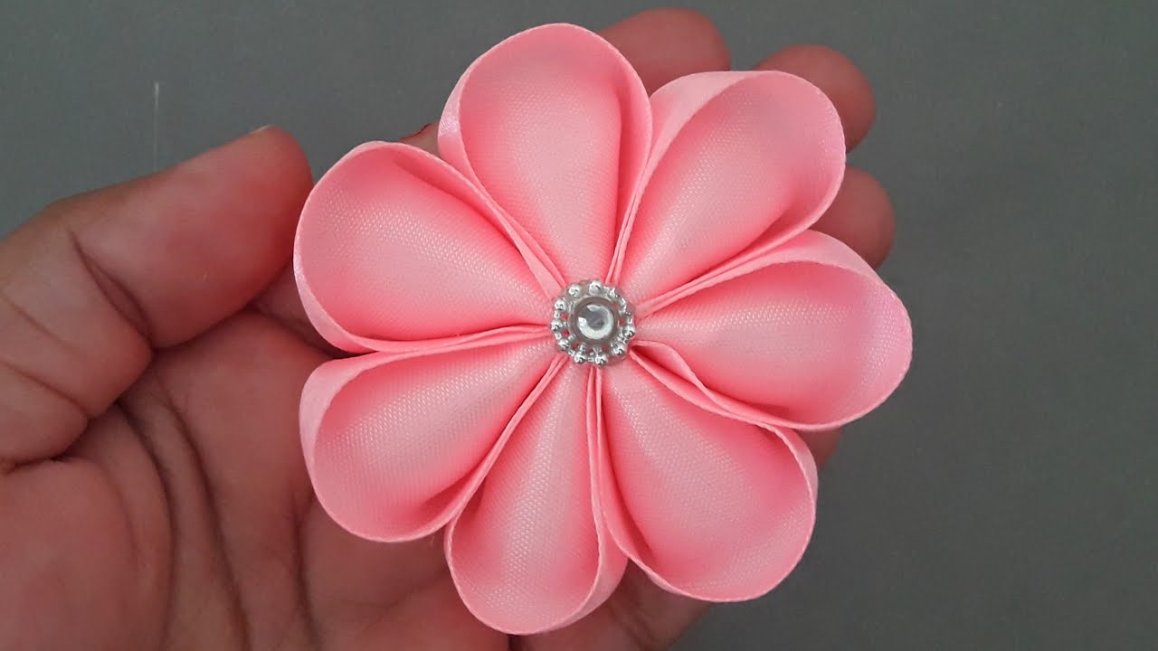 How to make kanzashi Flower/ DIY Ribbon Flower / kanzashi flores de cinta 