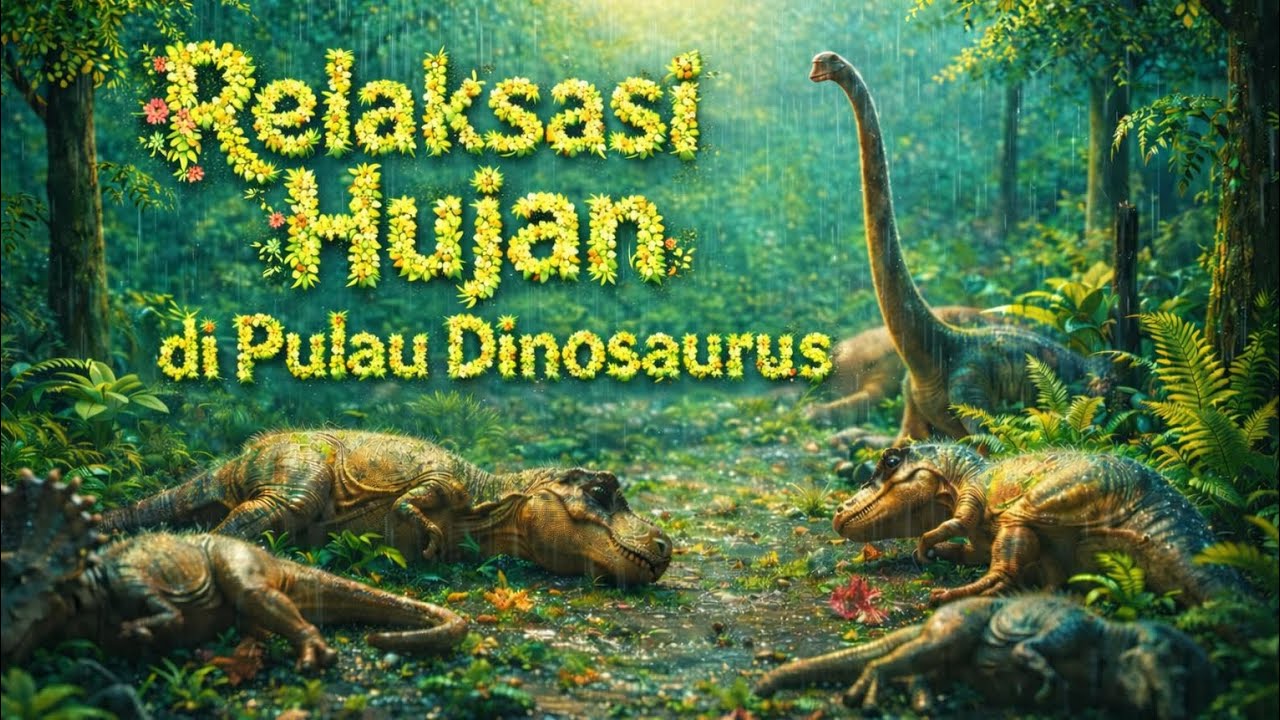 Relaksasi Hujan bertema pulau Dinosaurus | Teman Tidur Nyenyak #relaksasi #hujan #relaksasihujan 