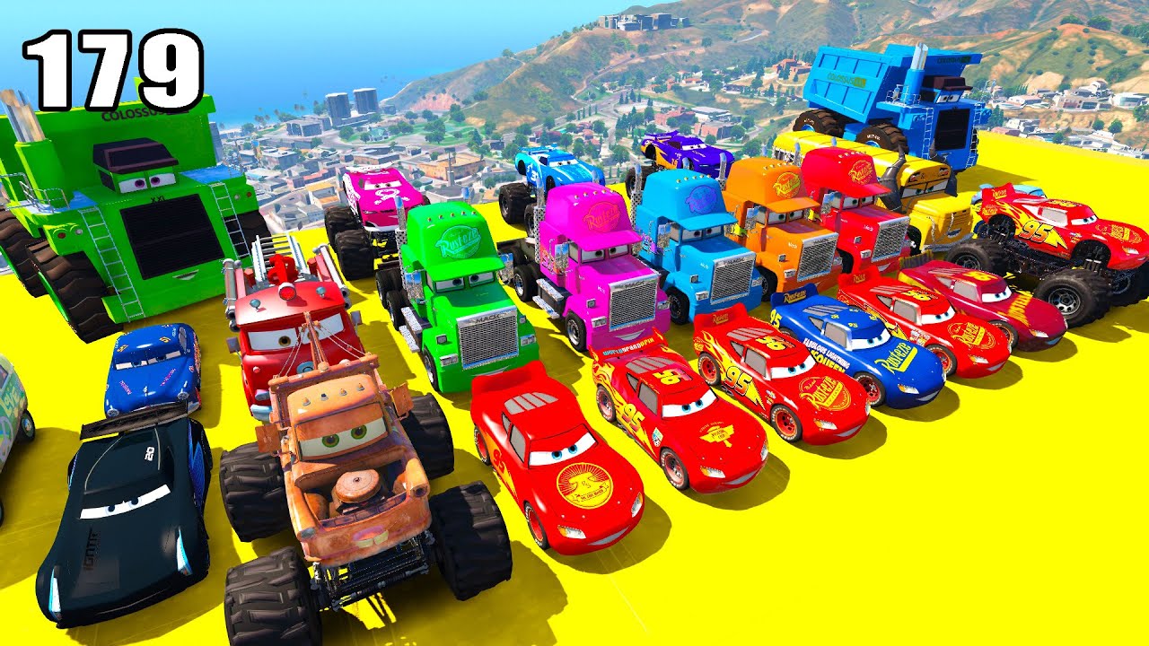GTA V Mods New Epic Ultimate Stunt Challenge 💥SPIDER-MAN With Super Car Mcqueen disney cars ep 179