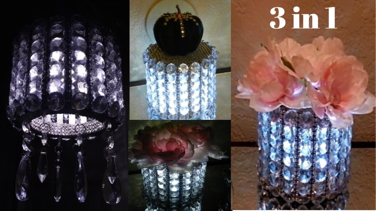 Dollar Tree DIY Chandelier |Dollar Tree DIY Glam Bling Lighted Home Decor