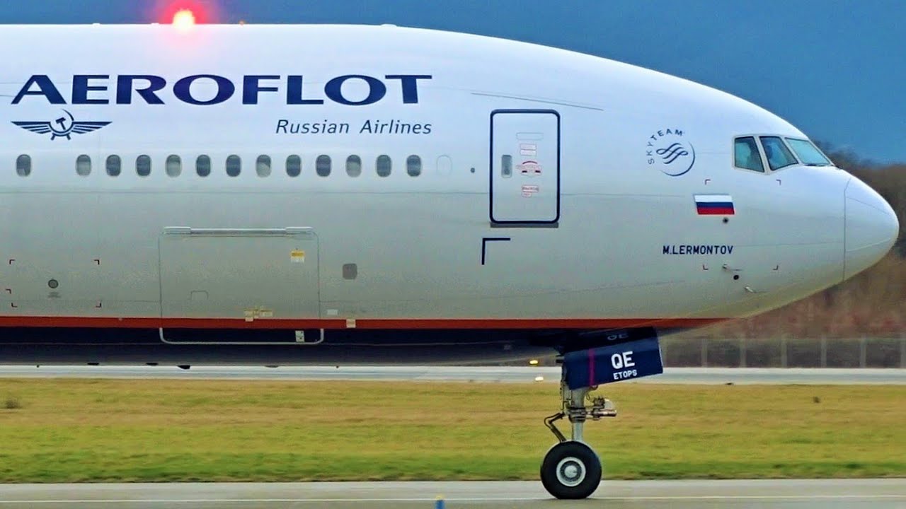 [FullHD] Aeroflot Boeing 777-300(ER) landing & takeoff at Geneva/GVA/LSGG