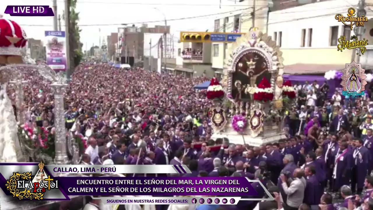 El histórico encuentro de la Virgen del Carmen y el Señor del Mar con el Señor de los Milagros