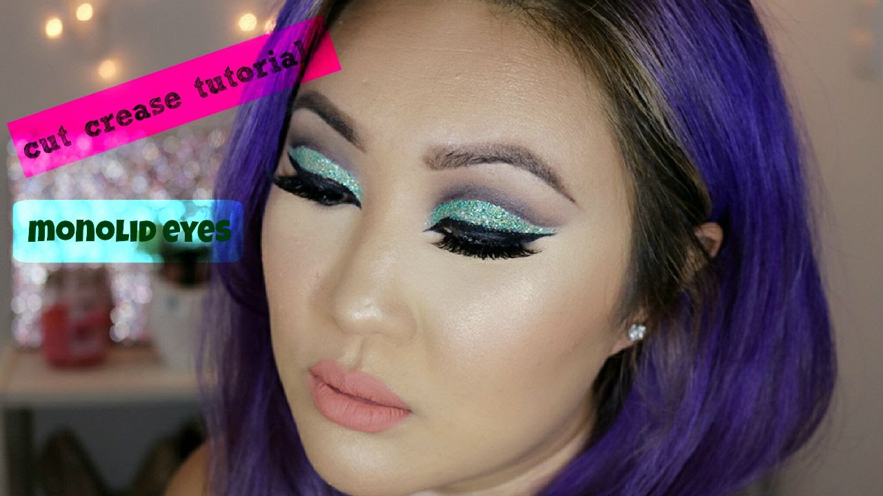 Dramatic Glitter Cut Crease Tutorial for Monolids