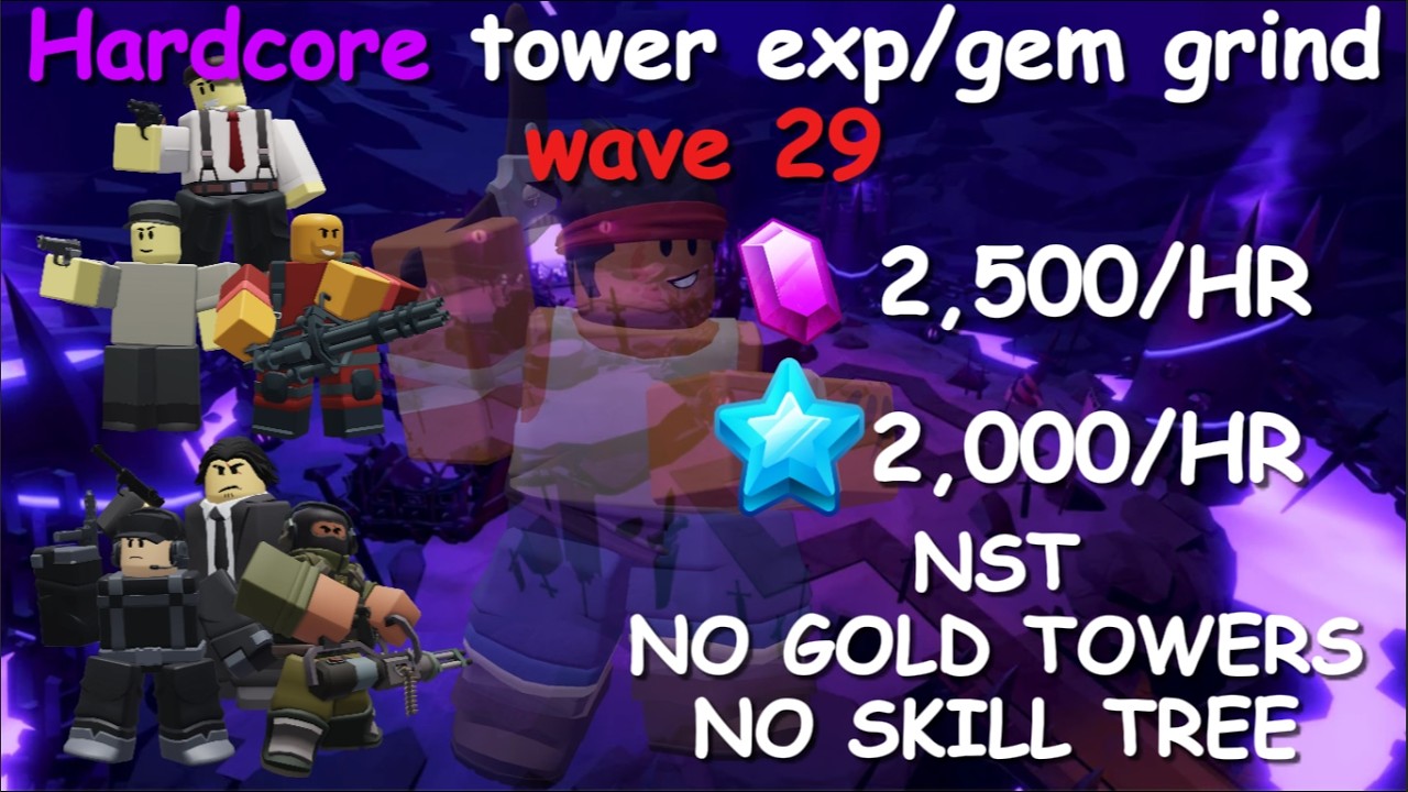 Hardcore Gem/Tower EXP Grind Tutorial! | Tower Defense Simulator