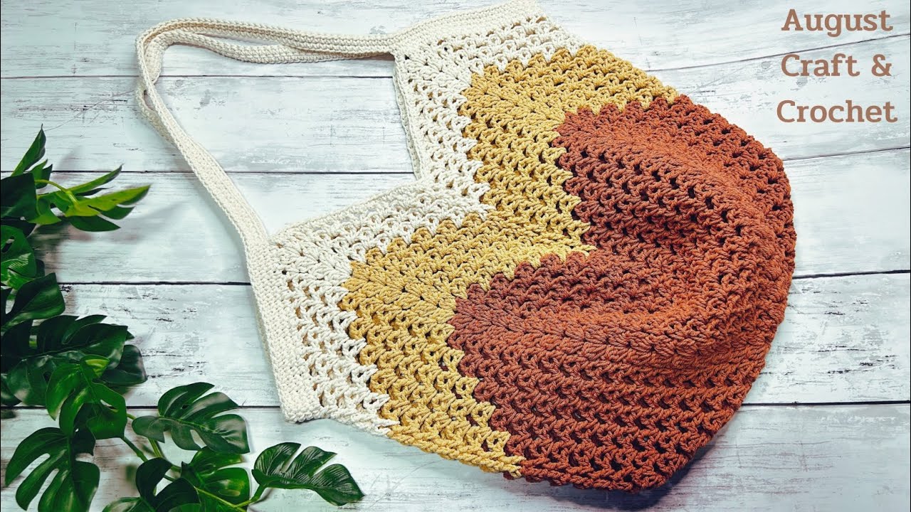 Easy on a casual day. Crochet tote bag granny square base bag tutorial with August Craft & Crochet.