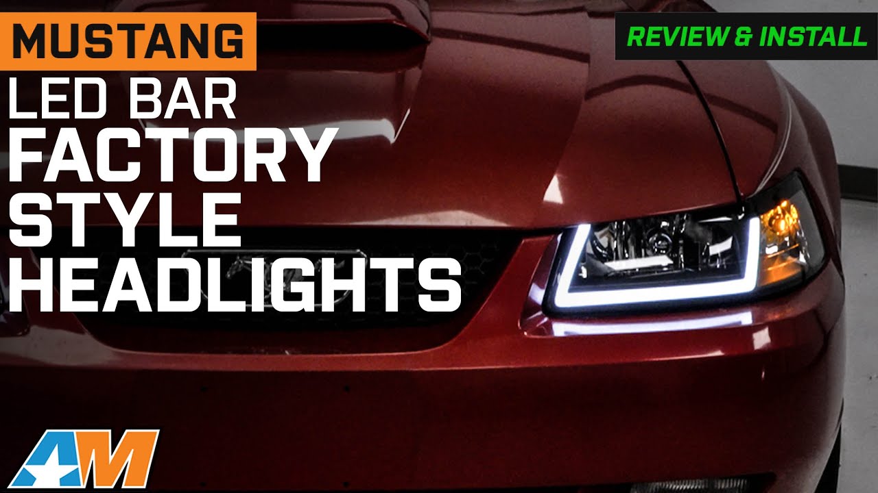 1999-2004 Mustang LED Bar Factory Style Headlights Clear Lens Review & Install