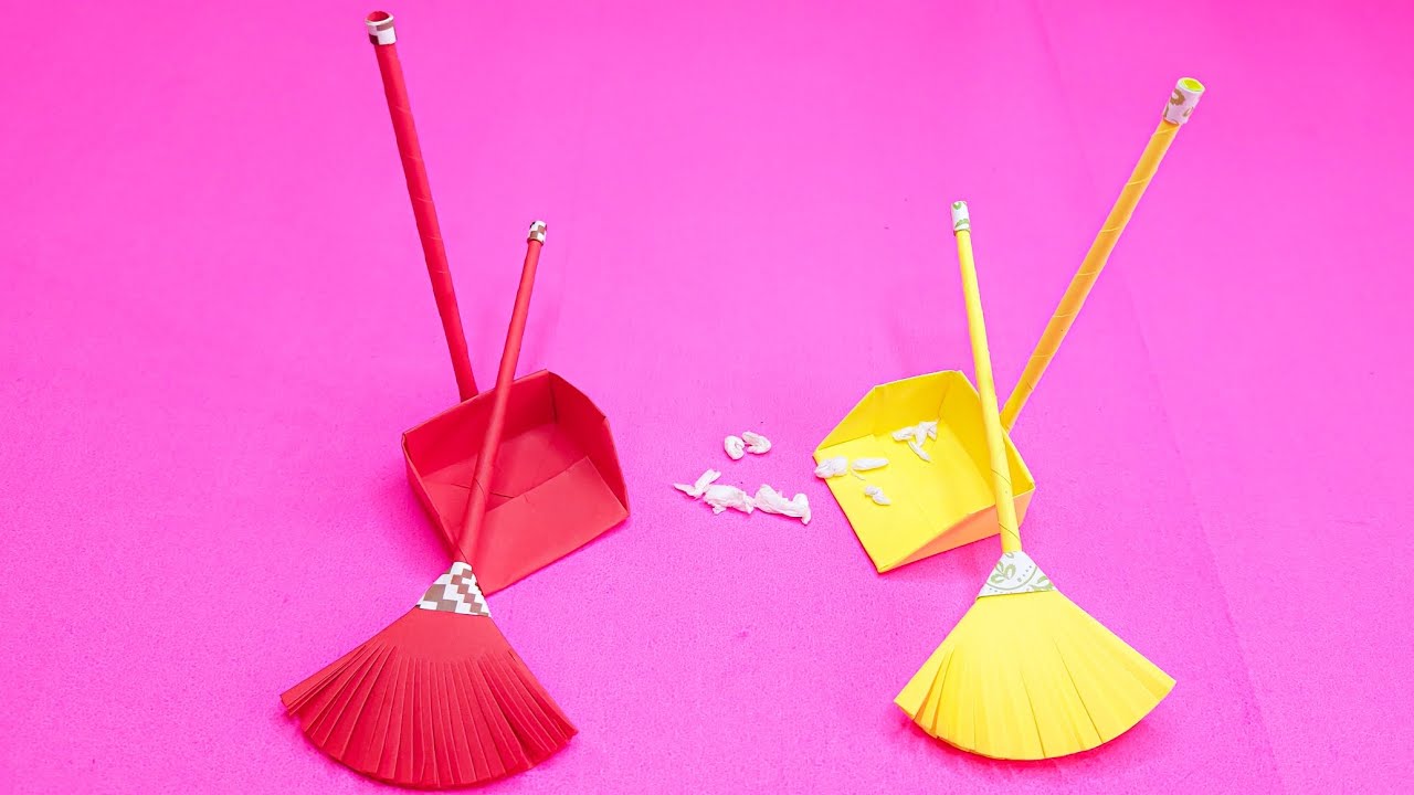 DIY Mini Paper Broom and Dustpan | How to Make Origami Broom and Dustpan