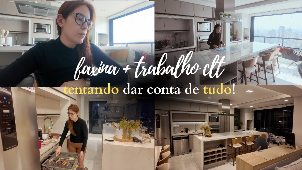 Não parei um minuto! Minha Rotina CLT + faxina e pizza em família 🍕💖