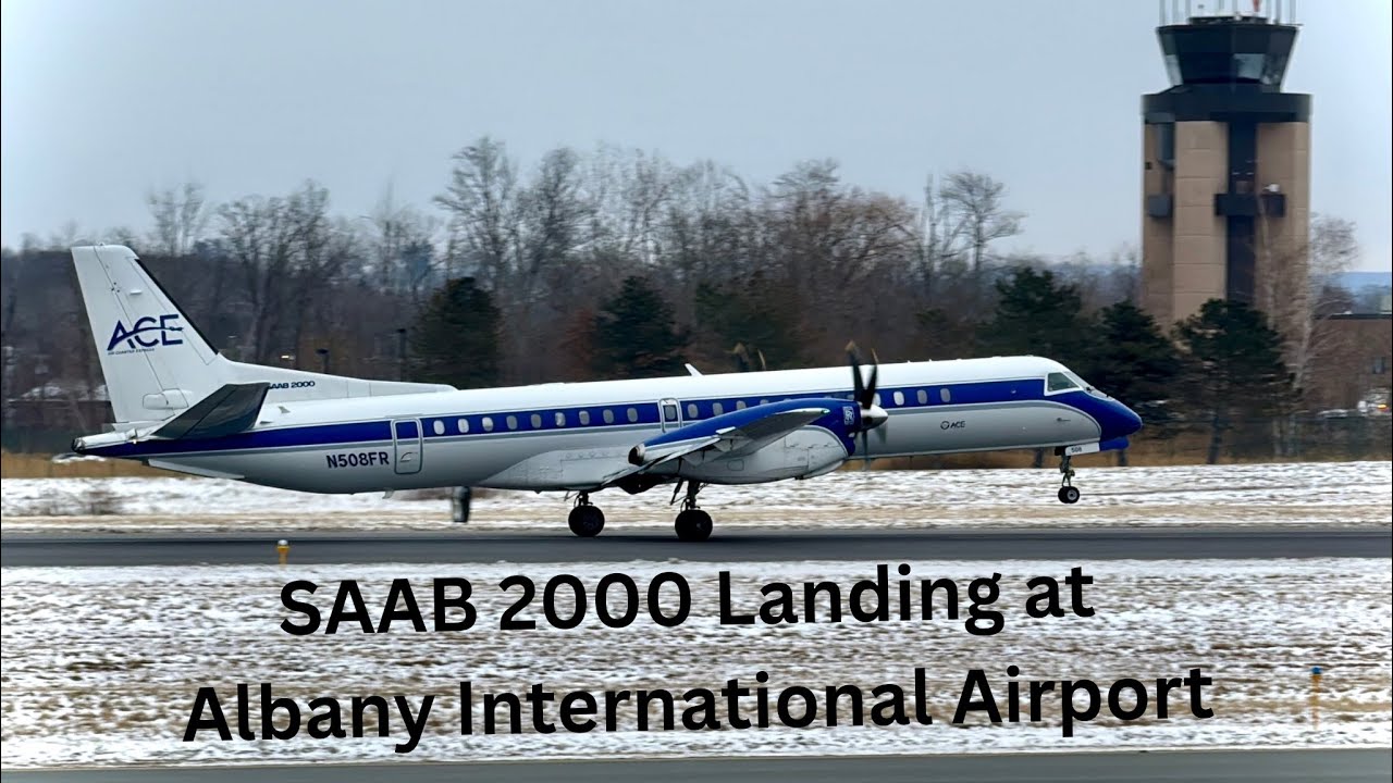 N508FR Saab 2000 Landing at Albany International Airport - Blackhawk/State Police/Saab Compilation 7