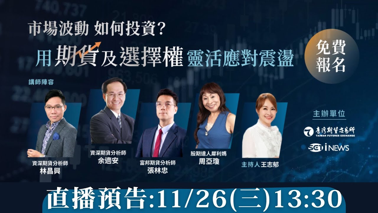 【直播完整版】近期市場震盪頻頻，很多投資人都在問：現在到底該怎麼避險？期貨、選擇權能怎麼用？
