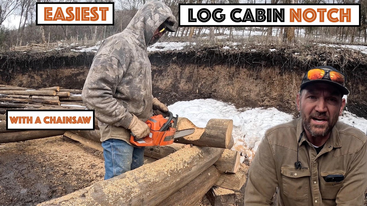#858 - Homestead Log Cabin Build Continues! Easiest Chainsaw Log Notch I've Found.