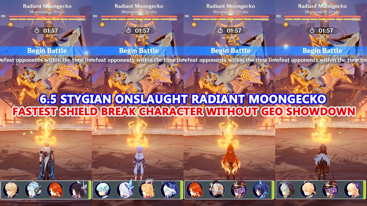 6.5 Stygian Onslaught Radiant Moongecko : Fastest Shield Break Character without Geo Showdown