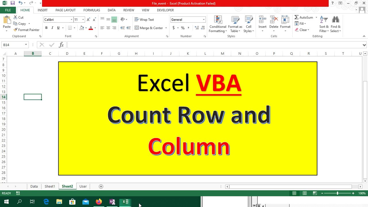 Excel VBA how to count Rows and column