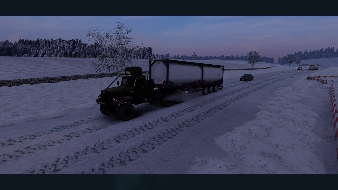 ETS 2. Без дороги, по навигатору: как я вёл KRAZ-255 через снежную пустыню и встретил оленей